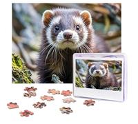 Puzzle da 500 pezzi personalizzati con furetto peloso, immagine impegnativa, con borsa portaoggetti, puzzle fotografico per adulti per matrimoni (52 x 38 cm)