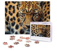 Puzzle da 500 pezzi personalizzati con immagine sfidante di leopardo ghepardo, immagine impegnativa, con borsa portaoggetti, puzzle fotografico per adulti per matrimoni (52 x 38 cm)