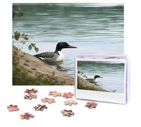 Puzzle da 500 pezzi personalizzati con immagine sfidante di uccelli della natura Loon, con custodia, per adulti e matrimoni (52 x 38 cm)