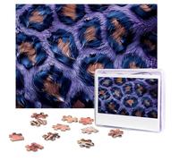 Puzzle da 500 pezzi personalizzati con leopardo viola, immagine impegnativa, con custodia, puzzle fotografico per adulti e matrimoni (52 x 38 cm)