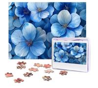 Puzzle da 500 pezzi personalizzati con motivo naturale fiori blu, immagine impegnativa, con borsa portaoggetti, puzzle fotografico per adulti e matrimoni (52 x 38 cm)