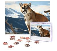 Puzzle da 500 pezzi personalizzati con pantera leone montagna puzzle sfidante immagine con borsa portaoggetti, puzzle fotografico per adulti per matrimoni (52 x 38 cm)
