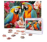 Puzzle da 500 pezzi personalizzati con piante tropicali e pappagalli, puzzle sfidante con borsa portaoggetti, puzzle fotografico per adulti e matrimoni (75 x 50 cm)