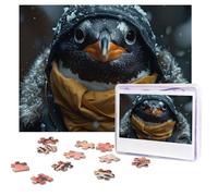 Puzzle da 500 pezzi personalizzati con pinguino che indossa vestiti, immagine impegnativa, con custodia, puzzle fotografico per adulti e matrimoni (52 x 38 cm)