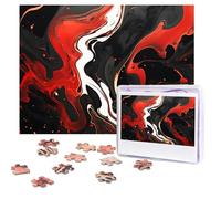 Puzzle da 500 pezzi personalizzati in marmo nero e rosso, immagine impegnativa, con custodia, puzzle fotografico per adulti e matrimoni (52 x 38 cm)