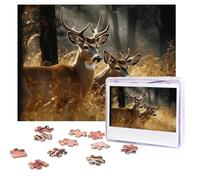 Puzzle da 500 pezzi personalizzati natura animali selvatici cervi puzzle sfidante immagine con custodia per adulti matrimonio (52 x 38 cm)