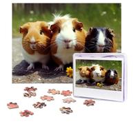 Puzzle da 500 pezzi personalizzati porcellini d'India, puzzle divertente, immagine impegnativa, con custodia, puzzle fotografico per adulti e matrimoni (52 x 38 cm)