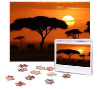 Puzzle da 500 pezzi Puzzle della savana africana al tramonto puzzle personalizzato per adulti puzzle fotografici in legno regalo classico puzzle per famiglia, matrimonio, compleanno, San Valentino