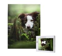 Puzzle da 500 pezzi, puzzle in legno, gioco di famiglia per adulti e adolescenti,Border Collie Stone Sweet Brown Cani Animali domestici
