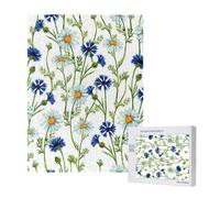 Puzzle da 500 pezzi, puzzle in legno, gioco di famiglia per adulti e adolescenti,Camomille e fiordalisi acquerellati