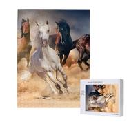 Puzzle da 500 pezzi, puzzle in legno, gioco di famiglia per adulti e adolescenti,Cavallo selvaggio che corre contro la tempesta di sabbia