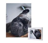 Puzzle da 500 pezzi, puzzle in legno, gioco di famiglia per adulti e adolescenti,Centro commerciale Bulldog francesi Cani neri Animali domestici