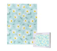 Puzzle da 500 pezzi, puzzle in legno, gioco di famiglia per adulti e adolescenti,Delicata margherita floreale blu e bianca