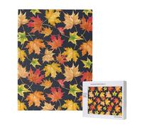 Puzzle da 500 pezzi, puzzle in legno, gioco di famiglia per adulti e adolescenti,Foglie d'acero colorate autunnali