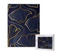 Puzzle da 500 pezzi, puzzle in legno, gioco di famiglia per adulti e adolescenti,Gradiente dorato lineare con foglie di Ginkgo Biloba