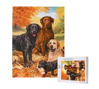 Puzzle da 500 pezzi, puzzle in legno, gioco di famiglia per adulti e adolescenti,Labrador Labrador Golden Retriever Cane Ringraziamento
