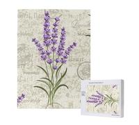Puzzle da 500 pezzi, puzzle in legno, gioco di famiglia per adulti e adolescenti,Lavanda su cartolina d'epoca