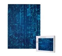 Puzzle da 500 pezzi, puzzle in legno, gioco di famiglia per adulti e adolescenti,Programmatore Codice binario blu