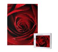 Puzzle da 500 pezzi, puzzle in legno, gioco di famiglia per adulti e adolescenti,Rosa rossa