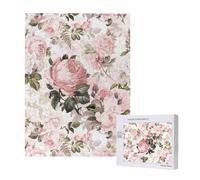 Puzzle da 500 pezzi, puzzle in legno, gioco di famiglia per adulti e adolescenti,Rose rosa seppia vintage shabby chic