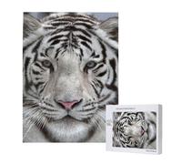 Puzzle da 500 pezzi, puzzle in legno, gioco di famiglia per adulti e adolescenti,Tigre bianca invernale