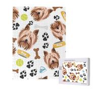 Puzzle da 500 pezzi, puzzle in legno, gioco di famiglia per adulti e adolescenti,Yorkshire Terrier cane sorridente