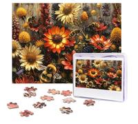Puzzle da 500 pezzi, puzzle personalizzati con fiori e api, immagine impegnativa, con custodia, puzzle fotografico per adulti e matrimoni (52 x 38 cm)