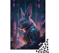 Puzzle da 500 pezzi, puzzle quadrati con coniglio umano, per adulti e puzzle in legno, decorazione per la casa, giocattoli puzzle, 500 pezzi (52x38 cm)