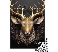 Puzzle da 500 pezzi Queen Deer Golden Art Deco Square Puzzle per adulti e bambini, gioco di puzzle in legno 500 pezzi (52x38 cm)