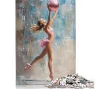 Puzzle da 500 pezzi raffigurante una ballerina con una palla rosa, da dipingere, per adulti, puzzle in legno, gioco educativo per bambini, come regalo di Natale, 500 pezzi (52x38 cm)