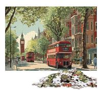 Puzzle da 500 pezzi raffiguranti strade di Londra - Puzzle da 5 quadrati per adulti e puzzle in legno per attività in famiglia, 500 pezzi (52x38 cm)