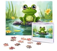 Puzzle da 500 pezzi Rana in uno stagno Puzzle con immagini personalizzate per adulti Puzzle fotografici in legno regalo classico puzzle per famiglia, matrimonio, compleanno, San Valentino