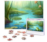 Puzzle da 500 pezzi Rana in uno stagno Puzzle con immagini personalizzate per adulti Puzzle fotografici in legno regalo classico puzzle per famiglia, matrimonio, compleanno, San Valentino