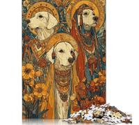 Puzzle da 500 pezzi santi canini in giardino fiorito, puzzle in legno per adulti, set di decompressione, 500 pezzi (52 x 38 cm)
