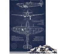 Puzzle da 500 pezzi Spitfire MkVb Blueprint Puzzle in legno Giocattoli educativi Regali di Natale 500 pezzi (52x38 cm)