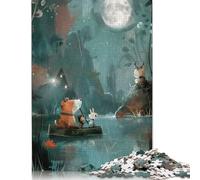 Puzzle da 500 pezzi "Viaggio al chiaro di luna" - Magico giro in barca con animali per adulti e adolescenti. Puzzle in legno per adulti e adolescenti dai 12 anni in su. 500 pezzi (52x38 cm).
