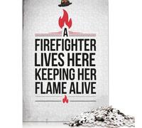 Puzzle da 500 pezzi "Vigile del fuoco vive qui" per adulti, puzzle in legno, puzzle rompicapo per bambini, 500 pezzi (52x38 cm)