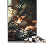 Puzzle da 520 pezzi a forma di tazza da caffè con cane Shiba Inu, stimolante e stimolante, regalo per adulti e ragazzi, 520 pezzi (52x38 cm)