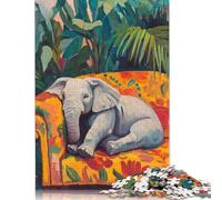 Puzzle da 520 pezzi "Elefante che fa un pisolino sul divano" per adulti. Puzzle difficili e stimolanti per bambini adulti. 520 pezzi (52x38 cm).
