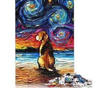 Puzzle da 520 pezzi per adulti con cane Beagle nella notte stellata, giochi di puzzle interessanti per ridurre lo stress, per adulti e adolescenti, 520 pezzi (52x38 cm)