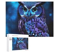 Puzzle da 520 pezzi per adulti con gufo blu freddo puzzle grandi gioco decompressione tempo libero intrattenimento puzzle in legno rilassamento giocattoli sensoriali decorazione della stanza per donne