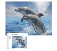 Puzzle da 520 pezzi per adulti Cool Due Delfini Puzzle Grandi Puzzle Gioco Decompressione Tempo Libero Intrattenimento Puzzle in legno Relax Giocattoli sensoriali Decorazione della stanza per donne