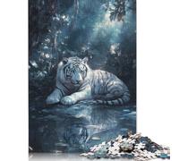 Puzzle da 520 pezzi "Tigre bianca nella foresta" per adulti, 100% in legno riciclato, puzzle rigidi per donne e uomini, 520 pezzi (52x38 cm)