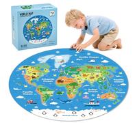 Puzzle da 72 pezzi a forma di unicorno Jumbo sirena scintillante per bambini in età prescolare, regalo di compleanno educativo per ragazze dai 4 ai 6 e 3 ai 5 anni (mappa del mondo, taglia unica)