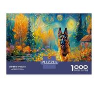 Puzzle da Assemblare Classico Cartoncino Pastore Tedesco Pastore Tedesco in Cammino Campo Stellato Attività Rilassante Adatta alla Famiglia 70x50cm/1000pezzi