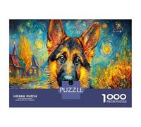 Puzzle da Assemblare Fai da Te Pastore Tedesco Carta Premium Cucciolo di Pastore Tedesco Vista Stellata Educativo Rilassante e Antistress 70x50cm/1000pezzi