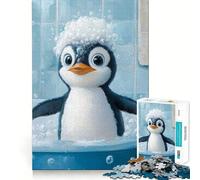 Puzzle da bagno a forma di pinguino per adulti, 1000 pezzi, gioco di intelligenza, divertimento rilassante, taglio preciso, lista dei desideri di Babbo Natale (38x26cm)