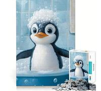 Puzzle da bagno a tema pinguino per adulti, 1000 pezzi, gioco per esercizi mentali, relax, design, assemblaggio, (50x75cm)