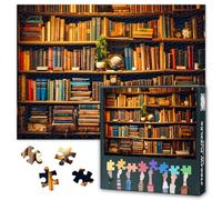 Puzzle da biblioteca vintage, 1000 pezzi, libreria in stile retrò, 50 x 70 cm, puzzle artistico dettagliato per decorazione da parete e relax