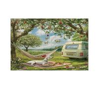 Puzzle da campeggio a forma di cane con frustino primaverile, per adulti, 1000 pezzi, puzzle in legno panoramico da viaggio per cuccioli, decorazioni per picnic per l'intrattenimento domestico
